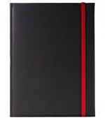 Notesy i bloczki - Notes książkowy A4 Delli czarny gumka zamykająca czerwona, notatnik - miniaturka - grafika 1