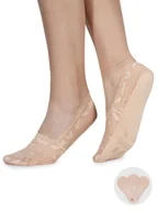 Skarpetki damskie - Skarpety stopki damskie balerinki niskie koronkowe z ABS koty beżowe 3PAK 36-41 YOCLUB - miniaturka - grafika 1