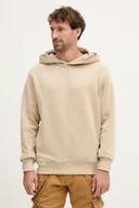 Bluzy męskie - Alpha Industries bluza męska kolor beżowy z kapturem gładka 156335.627 - miniaturka - grafika 1