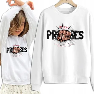 Bluza Damska Biała Dresowa KEEP YOUR LIES Kobiece Dziewczęce Wzory Rozm S - Bluzy damskie - miniaturka - grafika 1