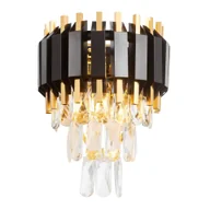 Lampy ścienne - LAMPA ŚCIENNA KINKIET KRYSZTAŁOWY CZARNO-ZŁOTY RIVO W2 - miniaturka - grafika 1