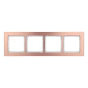 Klawisze i ramki - Karlik Ramka poczwórna Deco metal - miedź szczotkowana, biały - miniaturka - grafika 1