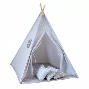 4iQ Tipi w Gwiazdki Szary Namiot Dla Dzieci + Poduszki - Namioty i tipi dla dzieci - miniaturka - grafika 1