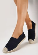 Espadryle damskie - Granatowe Espadryle na Płaskiej Podeszwie z Plecionki Chorisa - miniaturka - grafika 1