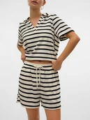 Spodenki damskie - Vero Moda Szorty w kolorze kremowo-czarnym - miniaturka - grafika 1