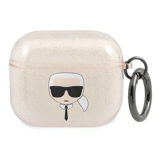 Apple Karl Lagerfeld Karl Lagerfeld Etui Karl Lagerfeld KLA3UKHGD AirPods 3 cover złoty/gold Glitter Karl`s Head KLD750GLD - Akcesoria do słuchawek - miniaturka - grafika 1
