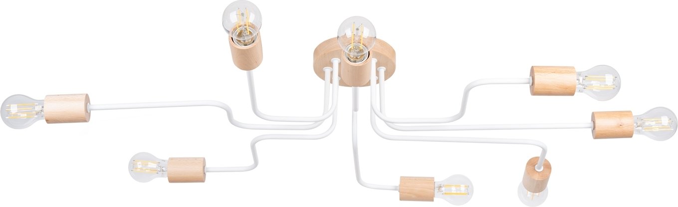 Żyrandol TIMBO 8 biały 8xE27 15W stal/drewno 16.5x60x100cm Sollux Lighting