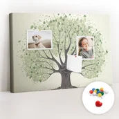 Tablice i flipcharty - Szkolna Tablica korkowa 60x40 cm, Kolorowe Pinezki, wzór Duże drzewo natura - miniaturka - grafika 1