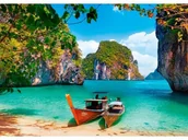 Malowanie po numerach - Haft Diamentowy, Obraz, Mozaika Diamentowa Diamond Painting, Łodzie Na Plaży 40X30Cm - miniaturka - grafika 1