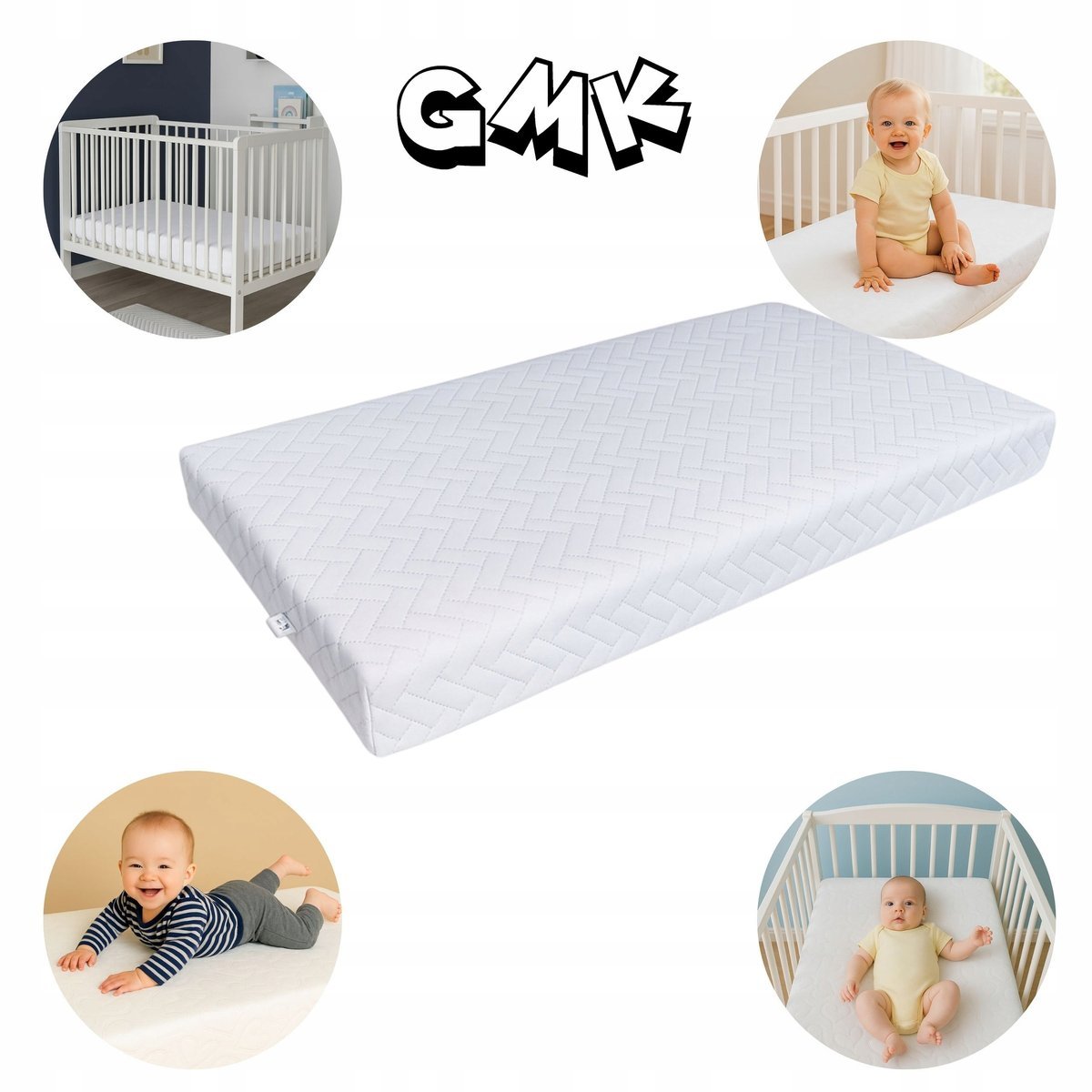 Materac mały dla dzieci 60x100x12 cm pikowana jodełka Hipoalergiczny