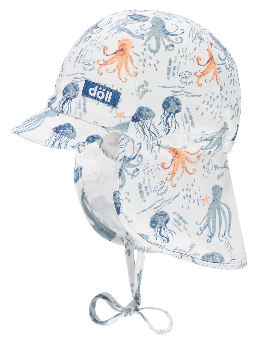 Wiązana czapka z daszkiem i osłoną karku ośmiornica Döll