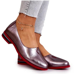 Skórzane Półbuty Maciejka Srebrne 05035-42 wielokolorowe srebrny - Półbuty damskie - miniaturka - grafika 1