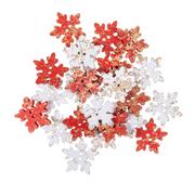 Dekoratorstwo - Drewniane Guziki Śnieżynki 24 Szt. Czerwone & Białe Złocone Dalprint - miniaturka - grafika 1