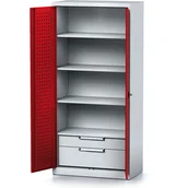 Szafy i regały magazynowe - Szafa warsztatowa MECHANIC, 1950 x 920 x 500 mm, 3 półki, 2 szuflady, czerwone drzwi - miniaturka - grafika 1
