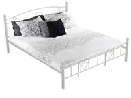Łóżka - Kondela Łóżko podwójne metalowe z listwą Brita New 180 - białe - miniaturka - grafika 1