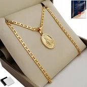 Łańcuszki - Złoty Naszyjnik Łańcuszek Medalik Próba 585+925 Dla Dziewczynki Na Komunię - miniaturka - grafika 1