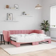 Sofy i kanapy - vidaXL Sofa rozsuwana, różowa, 80x200 cm, aksamit - miniaturka - grafika 1