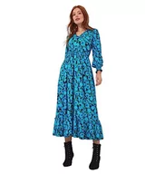 Sukienki - Joe Browns Damska sukienka z dżerseju w kwiaty, super miękka, marszczona talia, niebieska, 12, NIEBIESKI, 38 - miniaturka - grafika 1