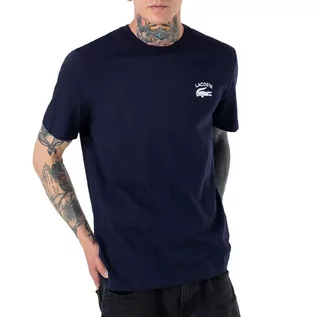 Koszulki sportowe męskie - Koszulka Lacoste Regular Fit Cotton Jersey TH9665-166 - granatowa - grafika 1