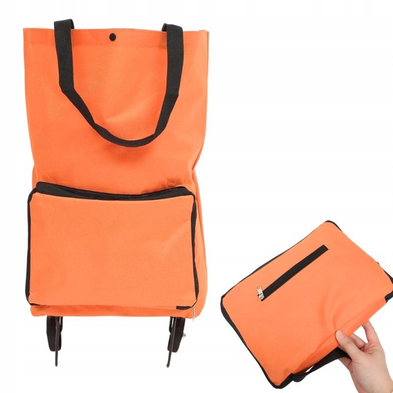 Torba wózek na zakupy składana na kółkach duża pomarańczowa lekka solidna