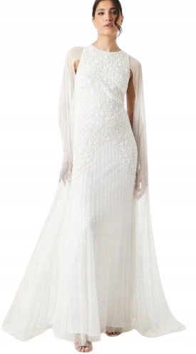 Coast Suknia Ślubna Z Haftem I Siateczkowymi Rękawami Do Ziemi 42 1Hkg