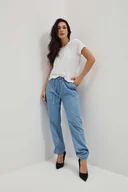 Spodnie damskie - Joggery z wiązaniem w pasie-XS - miniaturka - grafika 1