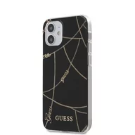 Etui i futerały do telefonów - Guess GUHCP12SPCUCHBK iPhone 12 5,4" czarny/black hardcase Gold Chain Collection - miniaturka - grafika 1