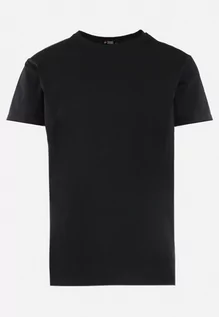 Koszulki męskie - Czarna Klasyczna Koszulka z Bawełny o Gładkiej Fakturze Femkitte - grafika 1