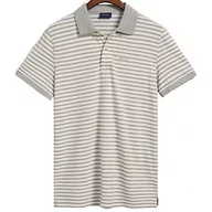 Koszule męskie - GANT Męska koszula polo SS Pique w paski, szary melanż, standardowa, szary melanż, XXL - miniaturka - grafika 1