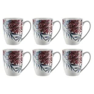 Kubek porcelanowy do kawy herbaty zestaw 6 sztuk biały w kwiaty 300 ml Altom Design Margo - Kubki - miniaturka - grafika 1