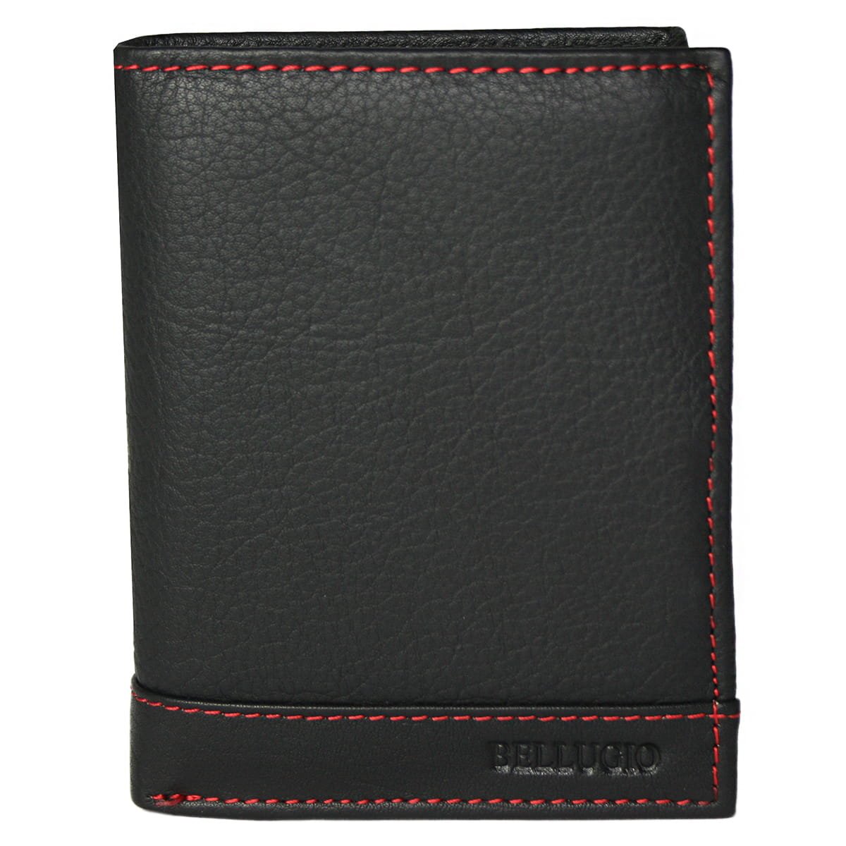 Unikalny portfel męski z przeszyciem Bellugio - czarno/czerwony