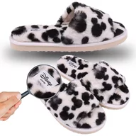 Kapcie damskie - Czarno-beżowe klapki/kapcie z futerkiem Myszka Mickey DISNEY, rozmiar 38/39 - miniaturka - grafika 1