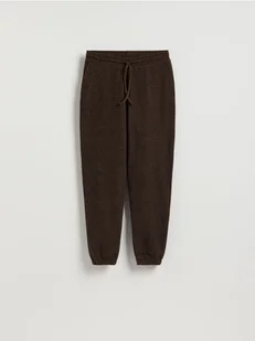 Reserved - Dzianinowe spodnie - ciemnobrązowy - Spodnie damskie - miniaturka - grafika 1