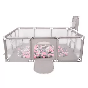 Selonis Boisko BO-100X z piłeczkami 6cm szary: perła-szary-transparent-pudrowy róż 180x122x62/100piłek - Suche baseny - miniaturka - grafika 1