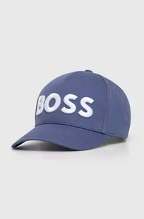 BOSS czapka z daszkiem kolor niebieski z aplikacją - Boss - Czapki męskie - miniaturka - grafika 1