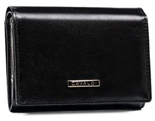 Minimalistyczny portfel damski na zatrzask na karty i dokumenty z ochroną RFID Cavaldi, czarny - Portfele - miniaturka - grafika 1