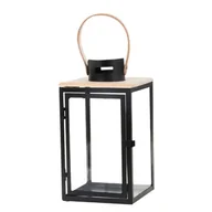 Pozostałe akcesoria kuchenne - Lampion MY HOME Dark Leather 16 x 16 x 30 cm Czarno-beżowy - miniaturka - grafika 1