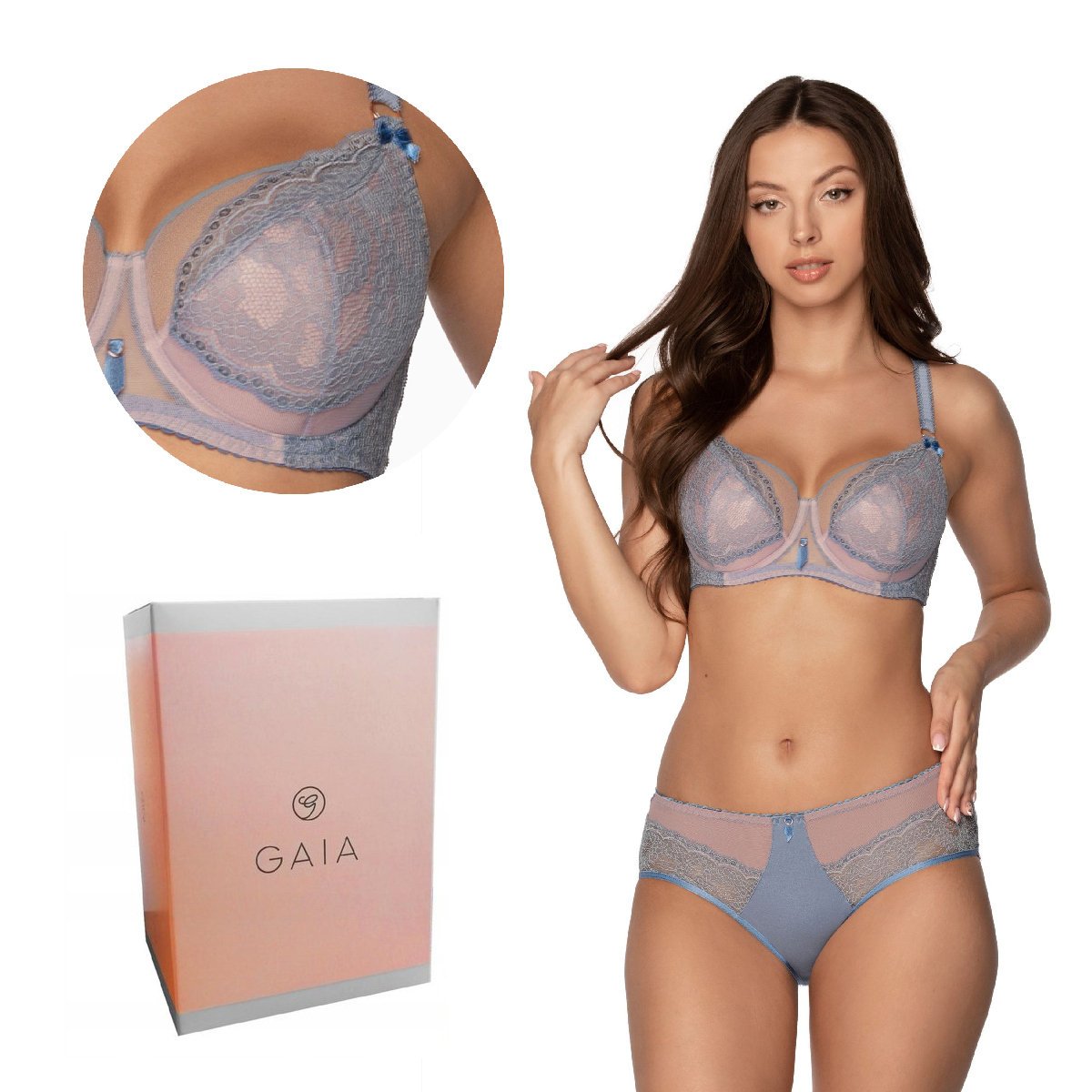 Biustonosz GAIA Semi-Soft Anastasia 1167 półusztywniany niebieski 90D