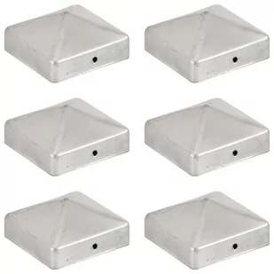 vidaXL Zatyczki na słupki, piramidki, 6 szt., metalowe, 71x71 mm - Akcesoria do ogrodzeń - miniaturka - grafika 1