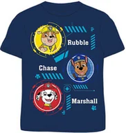 Koszulki dla dziewczynek - Chłopięca bluzka na krótki rękaw z bohaterami Psiego Patrolu Granatowa - miniaturka - grafika 1
