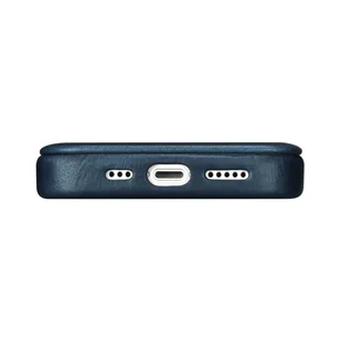 iCarer CE Oil Wax Premium Leather Folio Case skórzane etui iPhone 14 Pro Max z klapką magnetyczne MagSafe niebieski (AKI14220708-BU) - Etui i futerały do telefonów - miniaturka - grafika 10