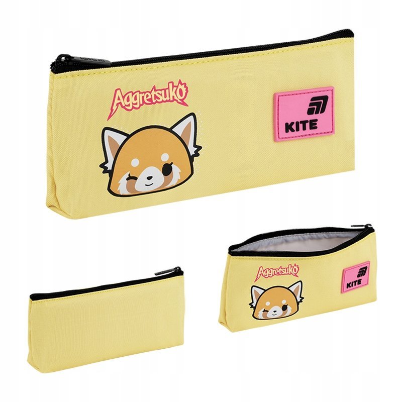 Piórnik saszetka jednokomorowy dla dziewczynki żółty Aggretsuko Kite