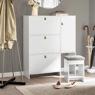 Szafki na buty - SoBuy FSR107-W Wywrotka na buty z 3 klapami Szafka na buty z taboretem Regał na buty Komoda na buty Regał na buty Biały - miniaturka - grafika 1