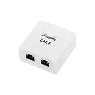 Wtyczki i adaptery - LANBERG Gniazdo natynkowe 2x RJ45 Kat.6 białe ekranowane NULAGMR45000008 - miniaturka - grafika 1