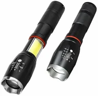 Latarki - Taktyczna LATARKA LED T6 zoom 300m 9W czarna ZD76A - miniaturka - grafika 1