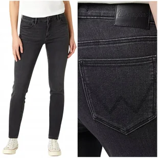 Wrangler SKINNY Soft Nights czarne damskie spodnie jeansowe rurki W30 L30 - Spodnie damskie - miniaturka - grafika 1