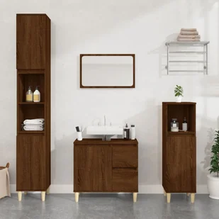 The Living Store Brązowa dębowa szafka łazienkowa 65x33x60 cm materiał drewnopochodny - Szafki łazienkowe The Living Store Brązowa dębowa szafka łazienkowa 65x33x60 cm materiał drewnopochodny - Szafki łazienkowe - miniaturka - grafika 1