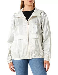 Armani Exchange Damska bluza z kapturem, nadrukowane logo na przodzie, kontrastowy zamek błyskawiczny, ISO, ekstra mały - Bluzy damskie - miniaturka - grafika 1