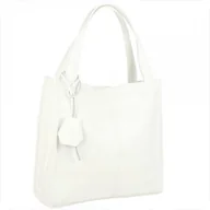 Torebki damskie - Duża torebka włoska shopper bag biała skóra naturalna - miniaturka - grafika 1