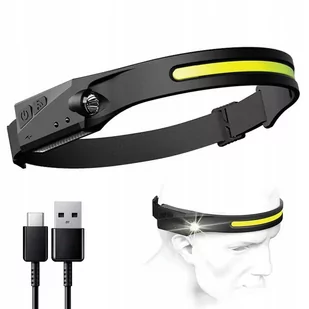 CZOŁOWA LAMPA LED CZOŁÓWKA LATARKA USB C CZUJNIK RUCHU AKUMULATOR MOCNA PRO - Latarki - miniaturka - grafika 1